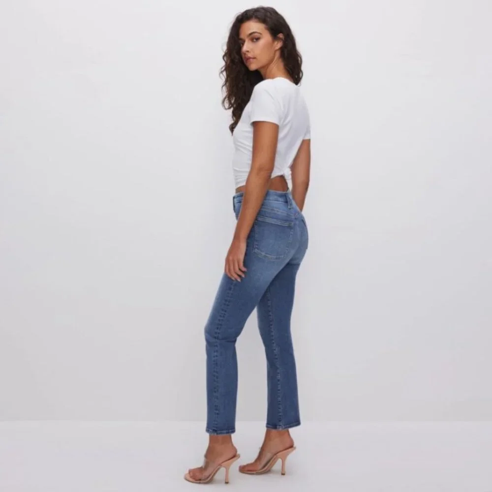 NWT Good American Power Stretch Pull-on Straight Jeans - Picture 3 of 9